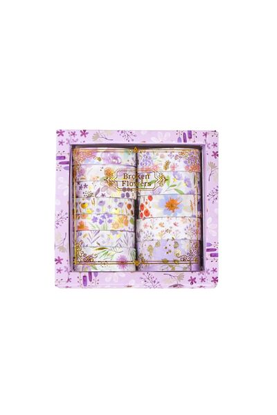Choice1 Purple 12 Rolls/Box of Plant Flower Patterned Washi Tape, with Gold S...