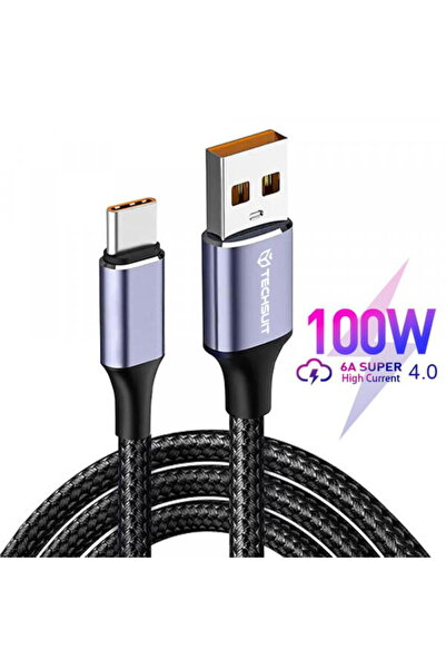 Techsuit Cablu Date si Incarcare USB-A - USB-C PCB018, 100W, 1m, Negru