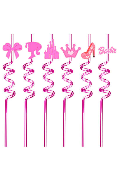 Choice 6pcs Straws 6pcs Kawaii Pink Drinking Milk Juice Straws Lovely Princes...