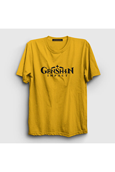 Presmono Unisex žuti logo igra Genshin Impact T-shirt 360453tt