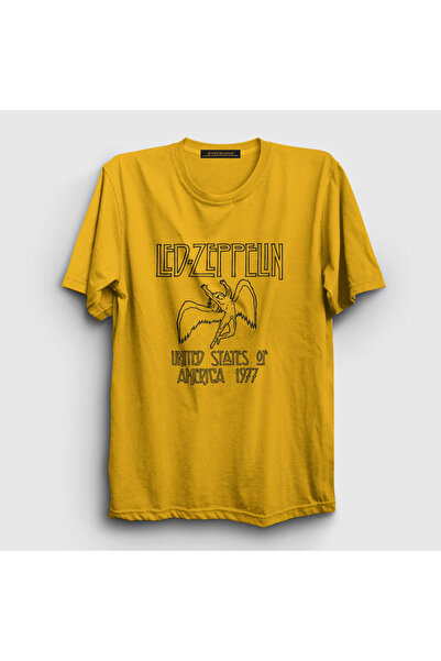 Presmono Unisex žuti logo Led Zeppelin T-shirt 95758tt