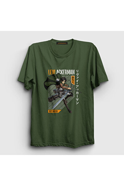 Presmono Unisex Khaki Levi Fan Anime Attack On Titan T-shirt125591tt