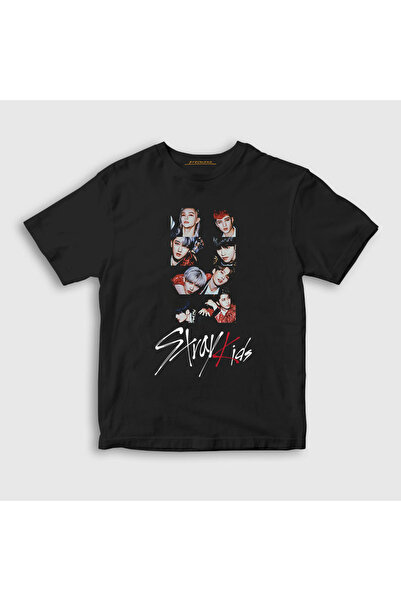 Presmono Unisex dečji crni članovi Stray Kids T-shirt 122931tt