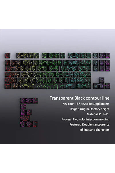 Choice1 97keys-Black Contour 4.0 Side Engraved Keycap PBT Translucent 97 Key ...