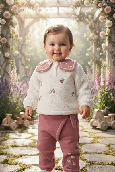 Erca Home Tekstil Ürünleri Flower 2 Lli Baby Girl Winter Set 6-24 Months Plum