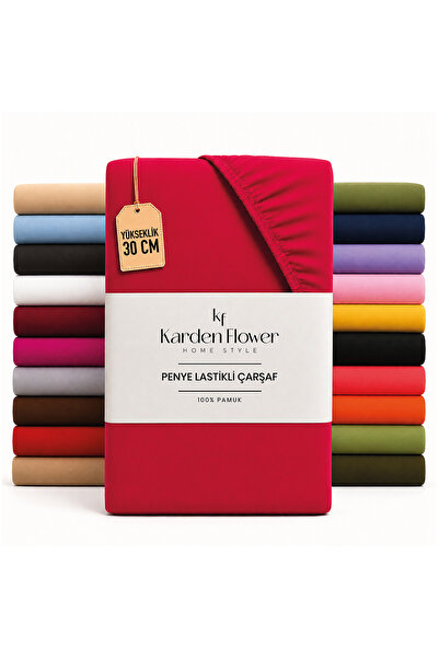 Karden Flower Premium Jersey Red Fitted 100% Cotton Combed Single/Double Elas...