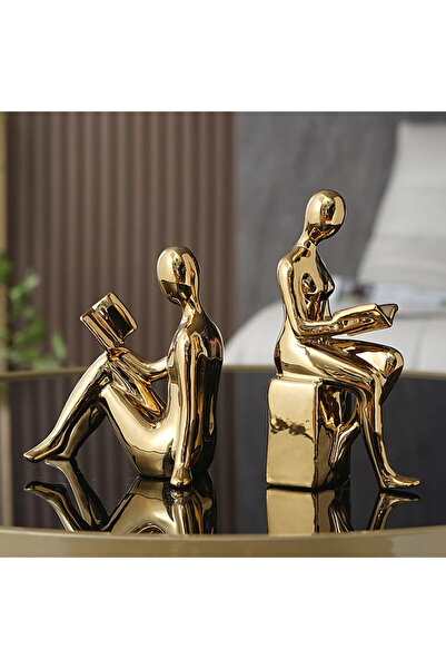 Choice Gold Modern 1Set/2Pcs Ceramic Girl Figure Book BlockBook Shelf Stopper...
