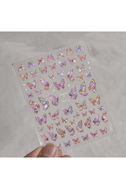 NAILFYOU 1PCs to3771 1Pcs 5D Embossed Aurora Butterfly Nail Art Stickers Self...
