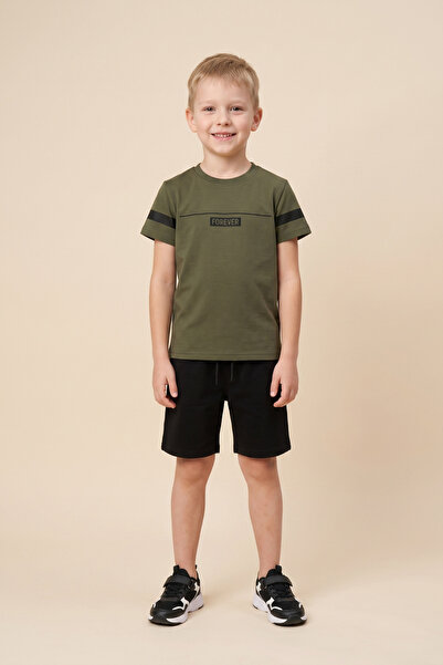 CRASSİ Boy's Shorts Set with Printed Lycra and Combed Cotton Elastic Laces