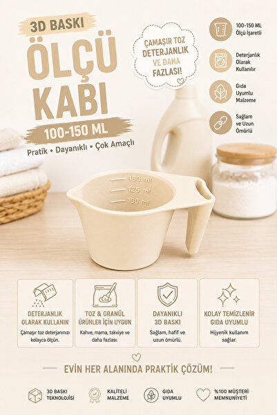 Ognami 3D Baskı 100-150 ml Ölçü Kabı | Çamaşır Deterjanı, Toz ve Granül Ölçü ...