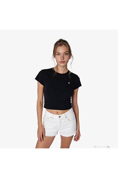 Converse Slim Fit Kadın Siyah T-Shirt