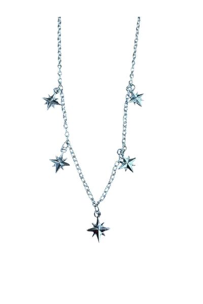 Herşey Nota Silver-Colored 5-Piece Polar Star Women's Necklace – Layered Eleg...