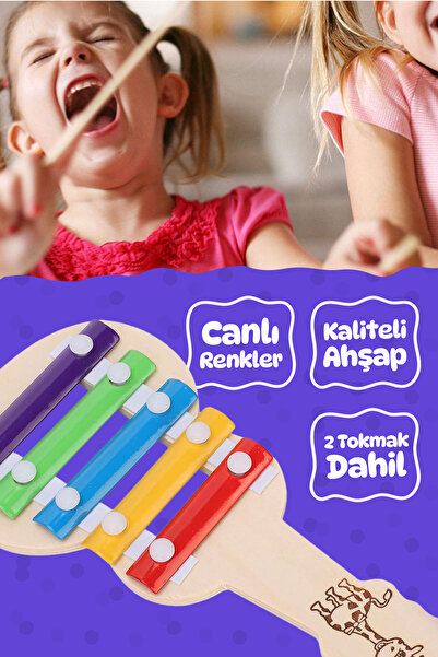 Circle Toys Ahşap Gitar Ksilofon 5 Notalı Eğitici Müzik Oyuncağı