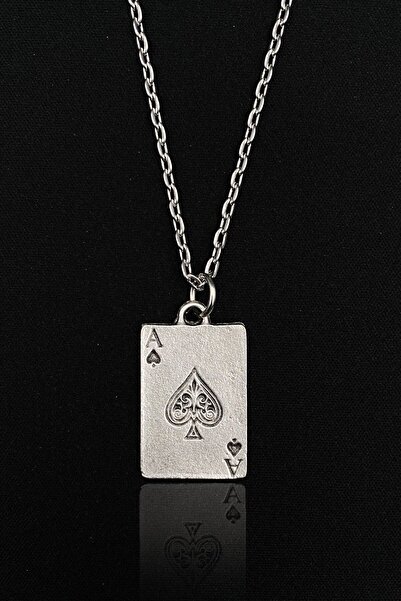 Genel Markalar Maça As Poker Iskambil Model 925 Ayar Gümüş Kaplama Erkek Kadı...