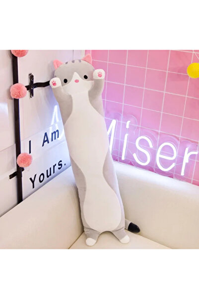 choice2 50CM GRAY 50cm Funny Joy Cute Soft Long Cat Plush Toys Pause Office N...