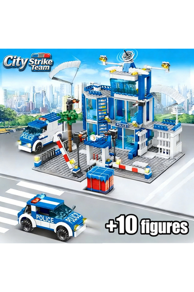choice2 with 10 figures City Police Station Building Block Group Boy DIY Car ...