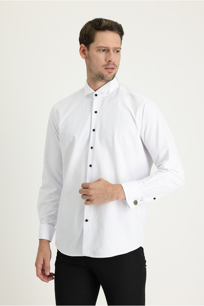 Kiğılı Long Sleeve Ata Collar Classic Cotton Easy-Iron Shirt