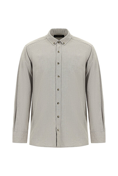 Abdullah Kiğılı Long Sleeve Regular Fit Cotton Button Lapel Oxford Shirt