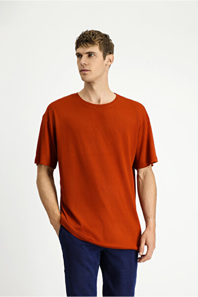 Kiğılı Crew Neck Oversize Patterned Modal Blend T-Shirt