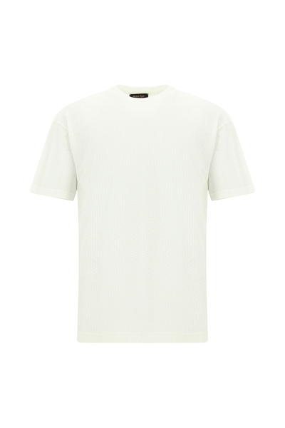 Abdullah Kiğılı Crew Neck Oversized Patterned Cotton T-Shirt