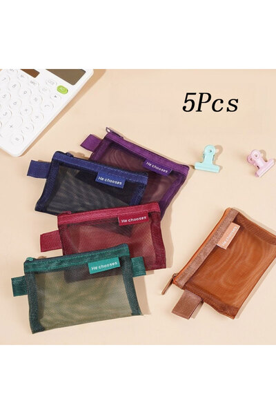 Choice5 5Pcs(Mixed color) 1/5Pcs Minimalist Nylon Mesh Small Item Storage Bag...