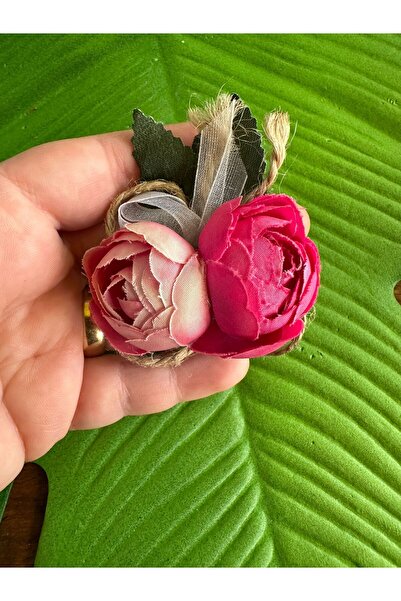 Gönülden Tasarım 6x5 Cm Pembe Çiçek Broş Yaka İğnesi Giyim Aksesuarı