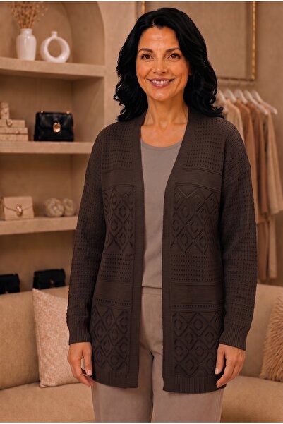 QYA Clothing Women's Openwork Knitted Patterned Long Sleeve Knitwear Cardigan...