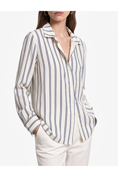 Koton Viscose Long Sleeve Classic Collar Buttoned Striped Shirt