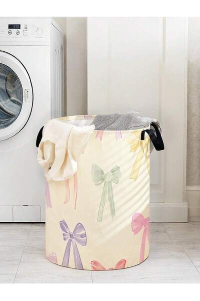 Choice bow Bow tie laundry basket, foldable large capacity canvas storage buc...