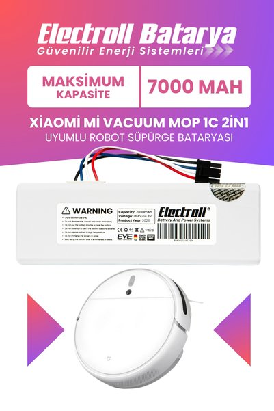 ELECTROLL Xiaomi Mi Vacuum Mop 1c 2in1 Uyumlu Batarya (MAKSİMUM KAPASİTE) 700...