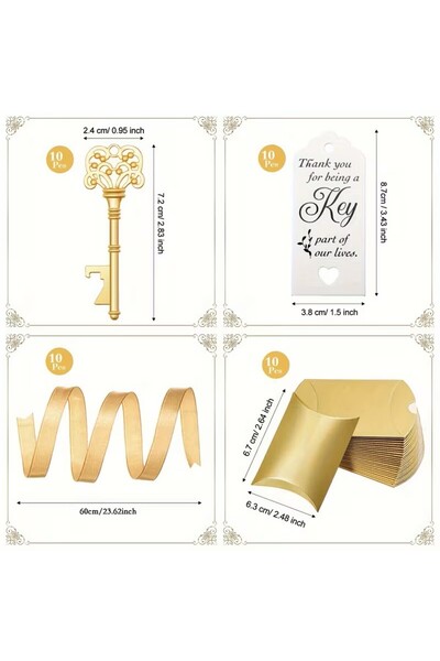 Choice 10set 10 Packs Gold Skeleton Key Bottle Opener Wedding Favors, Vintage...