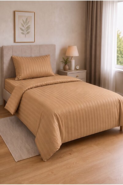 Vintero Home طقم غطاء لحاف مفرد من الساتان القطني 100% مقاس 160x220 سم