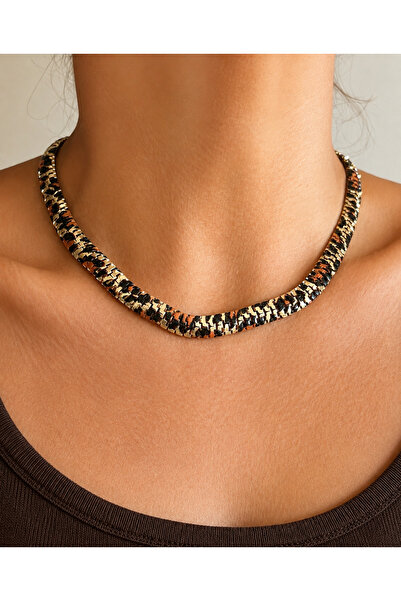 tones official Modern Simple Leopard Italian-Herringbone-Choker Choker Necklace