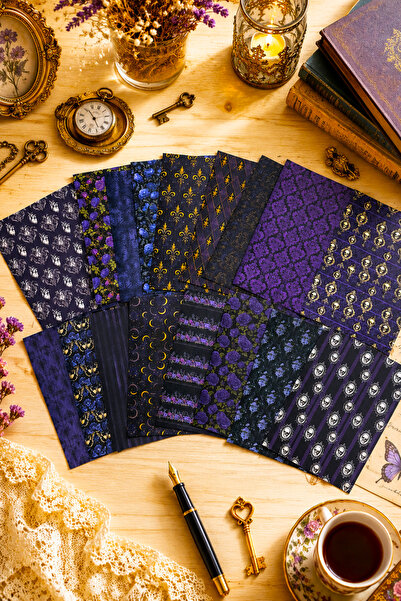 stickybloom Gothic Desenler Temalı 17 Parça A6 Kağıt Seti Scrapbook/Journal/H...