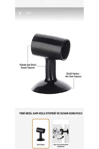 Genel Markalar Çok Amaçlı Kapı Stoperi Siyah 4 lü Set Vakumlu - Askı Telefon ...
