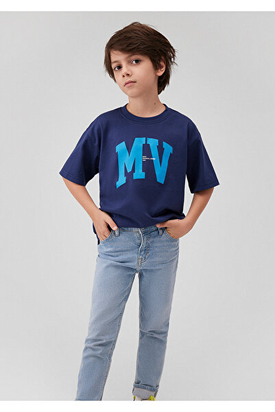 Mavi Tricou cu imprimeu cu logo Mv, albastru bleumarin, cu potrivire relaxată...