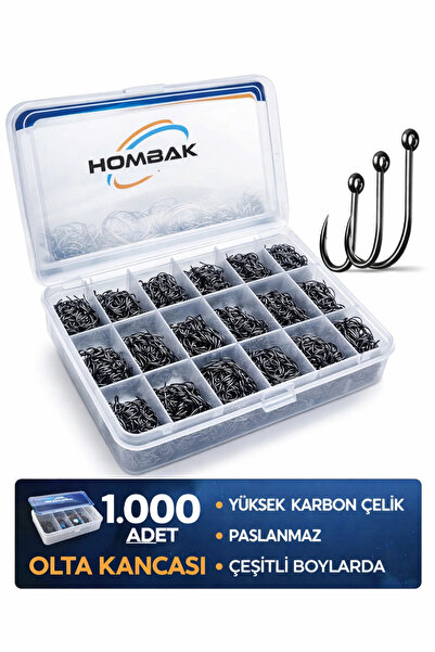 Hombak 1000 Adet Kutulu 1. Kalite Paslanmaz Karbon Çelik Halkalı Olta Seti 3-...