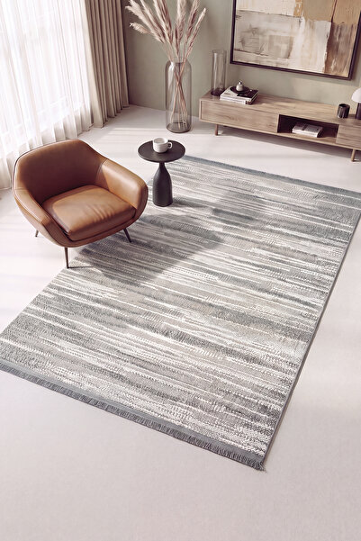 Cool Halı Mikasa Mks 01 Gri Beyaz Yumuşak Dokulu Halı Kilim Salon Koridor Kes...