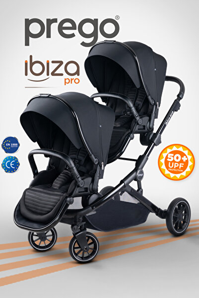 Prego İbiza Pro İkiz Bebek Arabası UV Tenteli -Yağmurluk-Ayak Örtüsü- YENİ SERİ
