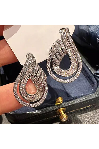Choice E4396 Huitan Women Earrings Silver Color Inlaid Shiny CZ Unique Design...