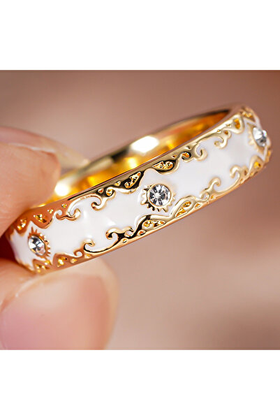 Choice 9 T0918 Huitan Luxury Women Metalic Rings Gold Color Engrave Design We...