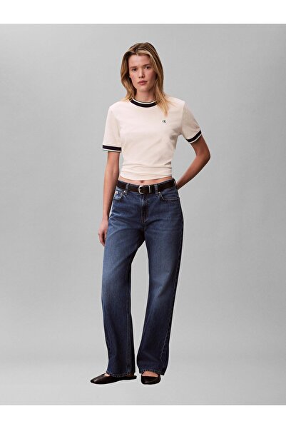 Calvin Klein Kadın SS Stripe Trim Monogram Detaylı T-shirt