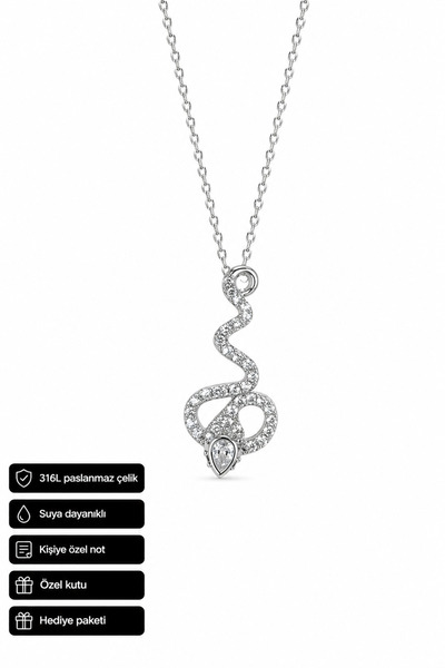 HER ŞEY NOTA www.herseynota.com 316L Stainless Steel Snake Figured Stone Neck...