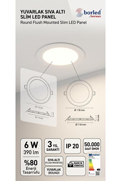 Borsan sıva altı led panel 6 w