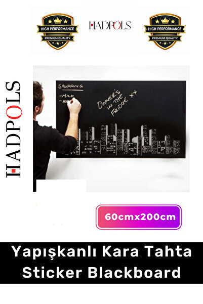 ozbience Yapışkanlı Büyük Boy Siyah Yaz Sil Duvar Sticker, Mutfak ve Çocuk Od...