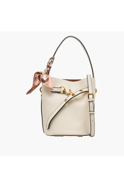 Bessie London Textured Bucket Bag with Scarf