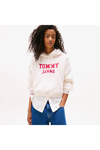Tommy Hilfiger Tommy Jeans Crop Varsity Women's White Hoodie