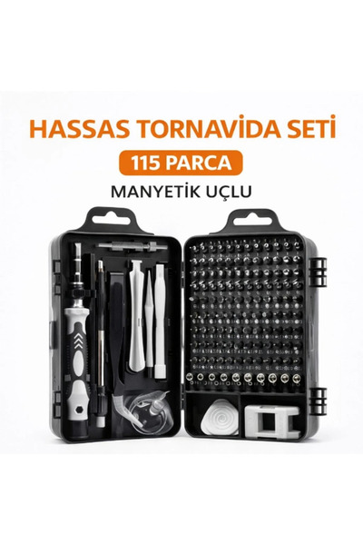 115 Parça Manyetik Uçlu Hassas Tornavida Seti, Çoklu Başlıklarla Güçlü Tamir