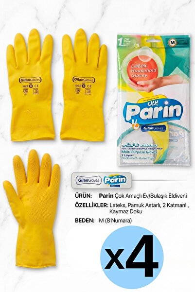 VİPEX Parin Bulaşık Temizlik Eldiveni Medium 7-7.5 x 4 adet