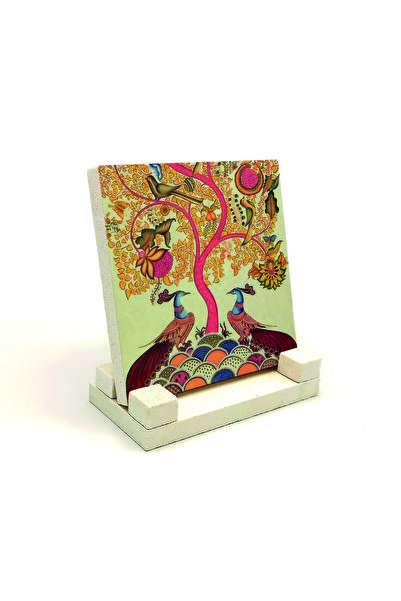 Sadrazam Πέτρινη βάση επιτραπέζιου υπολογιστή με σχέδιο Peacocks 10x10 KRG-161